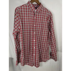 Red Plaid Mens Croft & Barrow Easy Care Classic Fit Cotton Blend Dress Shirt